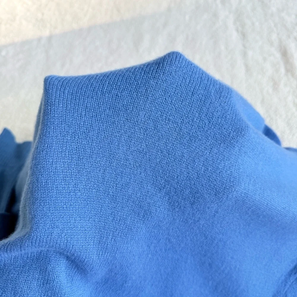 Tibi Cashmere Blue Long Sleeve Asymmetric Crewneck Sweater XS